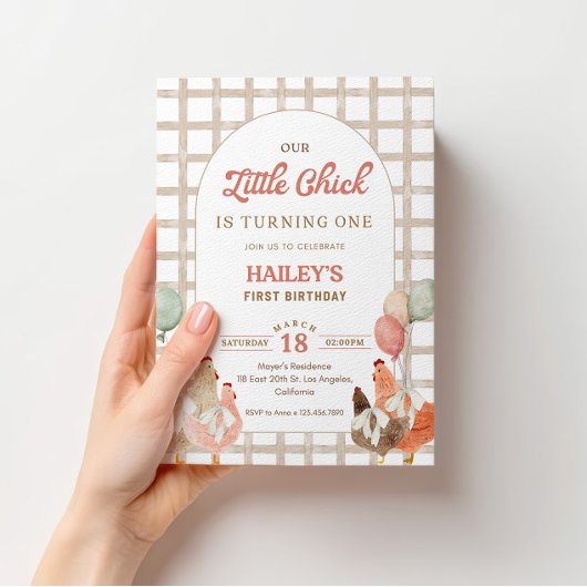 Chicken First Birthday Invitation 招待状