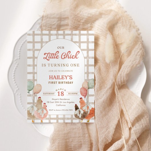 Chicken First Birthday Invitation 招待状