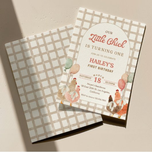 Chicken First Birthday Invitation 招待状