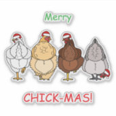 chicken funny X'mas sticker シール (正面)