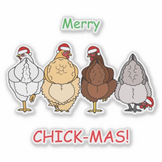 chicken funny X'mas sticker シール (正面)