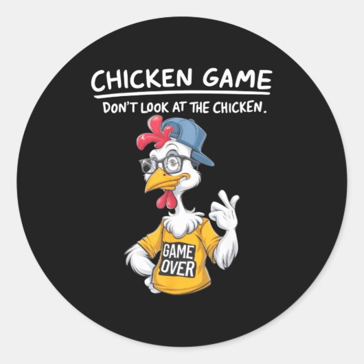 Chicken Game Humorous Family Tee - Uni-adults &amp ラウンドシール (正面)