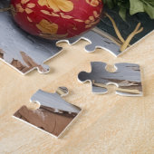 Chicken Guarding Christmas Eggs Rustic Hat ジグソーパズル (側面)