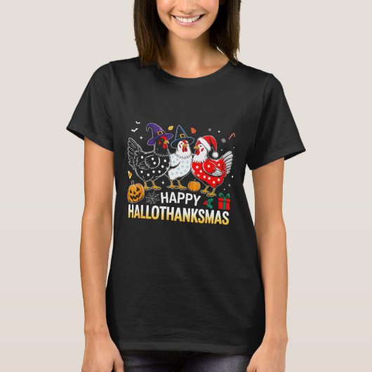 Chicken Halloween Thanksgiving Funny Happy Halloth Tシャツ (正面)