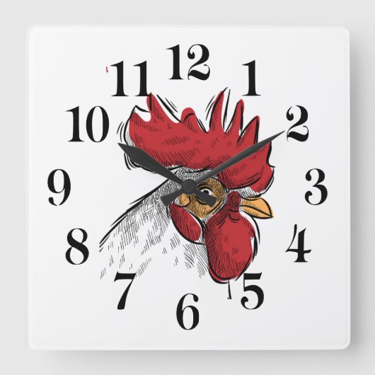 Chicken Head Wall Clock スクエア壁時計 (正面)