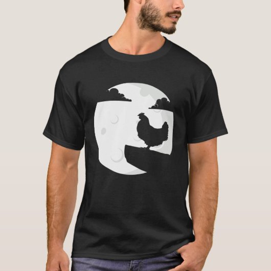 Chicken Howling Moon  Animal Silhouette Women Boys Tシャツ (正面)