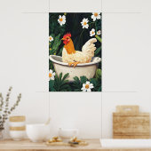 Chicken In Bathtub Poster, Funny Animal Poster ポスター (キッチン)