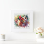 Chicken in Light 200824AREF146 - Watercolor スクエア壁時計 (ホーム)