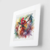 Chicken in Light 200824AREF146 - Watercolor スクエア壁時計 (傾斜)