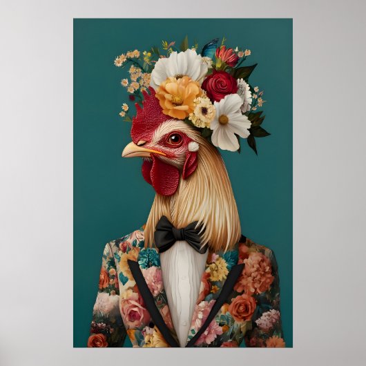Chicken In Suit Poster, Chicken Portrait, Chicken ポスター (正面)