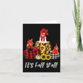 Chicken It's Fall Y'all Leopard Pumpkin Autumn Tha カード (正面)