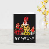 Chicken It's Fall Y'all Leopard Pumpkin Autumn Tha カード (黄色い花)