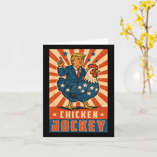 Chicken Jockey Trump Funny Meme  カード (黄色い花)