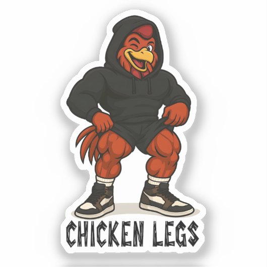 Chicken Legs – Funny Jacked Chicken Gym Workout シール (正面)