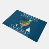 Chicken Lights with Santa Hat Christmas Pajamas ドアマット (アングル)