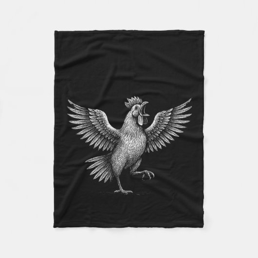 Chicken Meme Caw Funny Sayings Rooster Humor Quote フリースブランケット (正面)