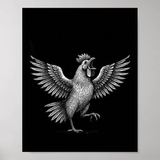 Chicken Meme Caw Funny Sayings Rooster Humor Quote ポスター (正面)