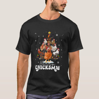 Chicken Merry Chickmas Santa Claus Tシャツ