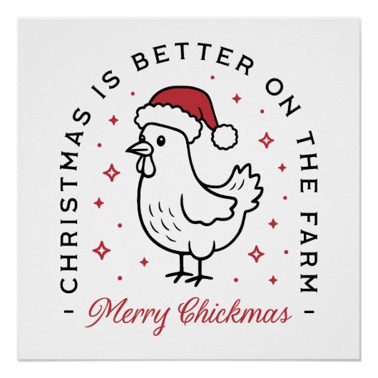 Chicken Merry Christmas country funny farm animal ポスター (正面)