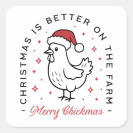 Chicken Merry Christmas farm country funny quotes スクエアシール