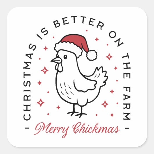 Chicken Merry Christmas farm country funny quotes スクエアシール (正面)