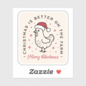 Chicken Merry Christmas funny farm red aesthetic シール (シート)