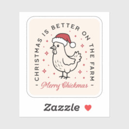 Chicken Merry Christmas funny farm red aesthetic シール