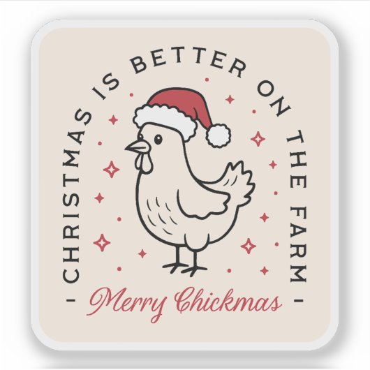 Chicken Merry Christmas funny farm red aesthetic シール (正面)
