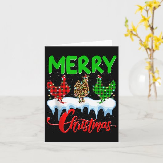 Chicken Merry Christmas Pajamas Leopard Buffalo Pl カード (黄色い花)