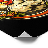 Chicken Mom Vintage Crest Illustration _1  ポスター (角)