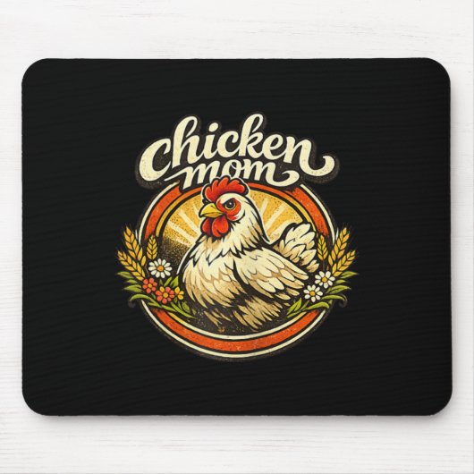 Chicken Mom Vintage Crest Illustration _1  マウスパッド (正面)