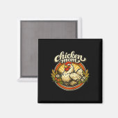 Chicken Mom Vintage Crest Illustration _1  マグネット (正面/裏面)