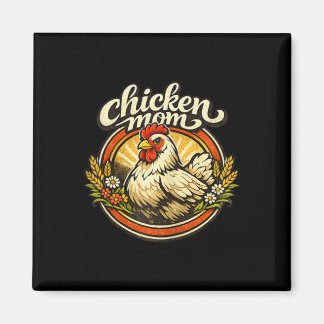 Chicken Mom Vintage Crest Illustration _1  マグネット