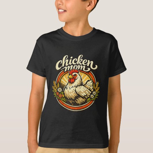 Chicken Mom Vintage Crest Illustration _1  Tシャツ (正面)