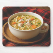 Chicken Noodle Soup On a Plaid Blanket マウスパッド (正面)