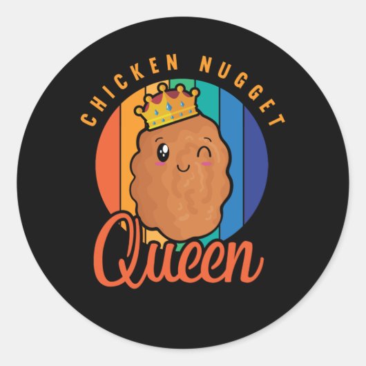 Chicken Nugget Girl Foodie Queen ラウンドシール (正面)