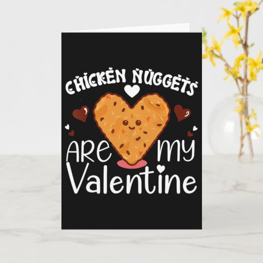 Chicken Nuggets Are My Valentine Funny Chicken Nug カード (黄色い花)