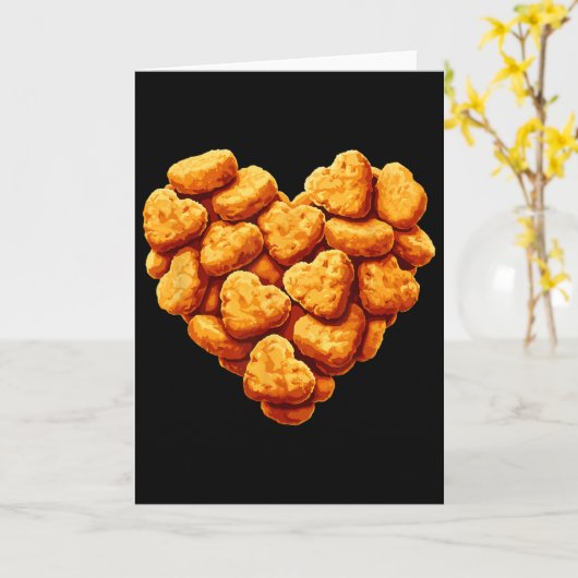 Chicken Nuggets Are My Valentine Heart Funny Valen カード (黄色い花)