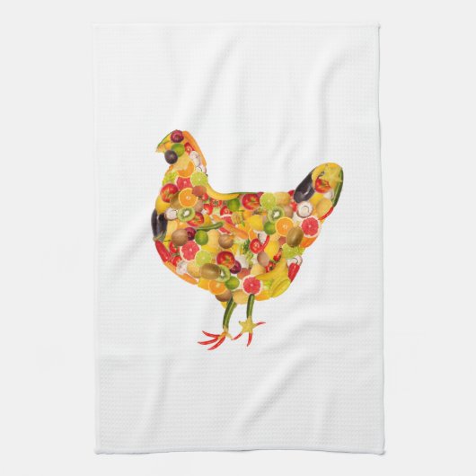 Chicken of fruits, vegetables. Add your own text ! キッチンタオル (縦)
