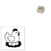 Chicken on Nest with Eggs 1x1 ラバースタンプ (押印)