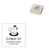 Chicken on Nest with Eggs Farm Address ラバースタンプ (押印)