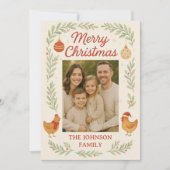Chicken Photo Customizable Christmas Card シーズンカード (正面)