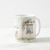 Chicken Romantic House Window Floral コーヒーマグカップ (正面右)