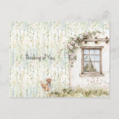 Chicken Romantic House Window Floral ポストカード (正面)