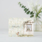 Chicken Romantic House Window Floral ポストカード (スタンド正面)