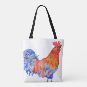 Chicken Rooster Bird Kids Boys Name Blue Red トートバッグ (裏面)