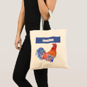 Chicken Rooster Bird Kids Boys Name Blue Red トートバッグ (正面(商品))