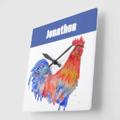 Chicken Rooster Bird Kids Boys Name Notebook スクエア壁時計 (傾斜)
