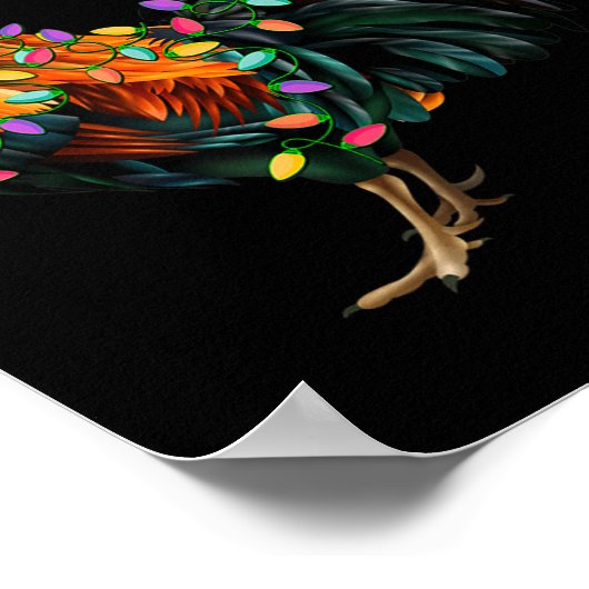 Chicken Santa Christmas Tree Funny Chicken Lover C ポスター (角)