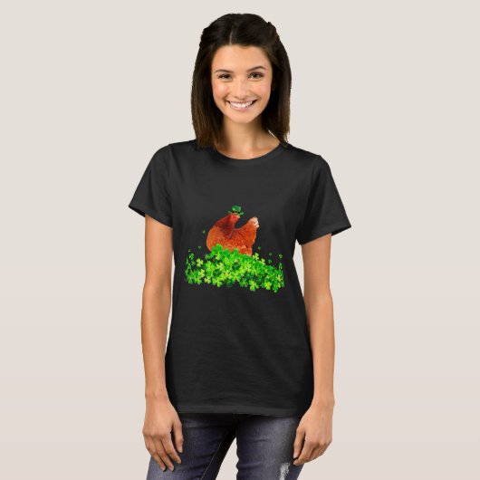 Chicken St Patricks Day Chicken Lover Irish Shamro Tシャツ (正面フル)